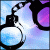 Pixelated icon shows a black silhouette of a figure holding a large white spherical object against light blue and purple gradient background.
