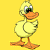 A pixelated yellow duck icon with orange beak and feet on a split background of solid yellow left side and dark green right side displaying "Original Icons .com" in bright green text.