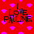 Red background with pink pixelated hearts and black text reading "I LOVE PAULINE" in four repeated sections.