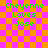 Green pixelated text 'Cheyenne Loves Jose' on alternating orange and pink checkered background with visible lines