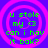 Four identical circular frames with pink concentric rings on a blue background, each containing green text reading "u stole my <3 can i hav it bak?".