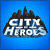 Four- shows 'CITY HEROES' text with cityscape above and a red-masked character face in bottom-left