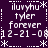 Pixelated text and symbols on a dark purple background with repeated patterns of names, dates, and asterisks in white.