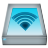 Pixelated blue Wi-Fi symbol centered on a light blue gradient background within a gray frame.