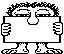 Pixelated cartoon character with spiky hair holds a blank sign, text changes from empty to 'Cool' then 'Cool!' across frames.