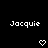 Two identical pixelated text displays reading "Jacquie" with white lettering on black background, each paired with a small heart symbol below.