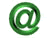Green @ symbol icon in various 3D rotations and angles, displayed across multiple on a white background