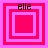 Four pink and red square frames with 'elle' text above each, arranged in a showing sequential animation changes
