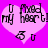 Two identical pixelated heart-shaped icons with pink fill and purple outline on a solid magenta background, each containing text "U my heart!" and "& U" in black blocky font.