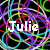 A static icon with a black background overlaid by multicolored pixelated lines in purple, cyan, yellow, green, and red forming abstract loops.
