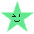 Three green star-shaped pixel art icons with distinct facial expressions on a gray background.