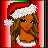 Pixel art contact sheet of a female character in Santa-themed attire with red and green color scheme, showing full-body pose on left and partial torso/legs on right with text "christmas cutie".