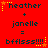 Red background with repeated text and star symbols; 'heather' above '+' then 'janelle', equals sign, and 'bfflsss!!!!' below.
