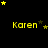 Yellow text 'Karen' appears below scattered yellow and brown stars on a black background, with star positions changing across frames.