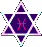 star-shaped icons with a central Pisces symbol, each displaying a different color variation from pink to blue