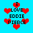 Pixelated red hearts and black text on a bright blue background with animated heart shapes.