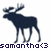 Pixelated dark blue moose stands facing left with antlers, below which is pixelated text reading 'samantha<3' on white background.