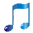 Six blue musical eighth notes arranged in two on a gray background, each note showing subtle color variations across its body