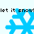 Blue pixelated snowflakes with white centers appear in a , each paired with black text reading 'let it snow!' on a light background