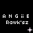 Pixelated text displays 'ANGIE' and 'Rawk'sz' with animated sparkles on a black background across three of repeated elements