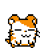 Pixel art contact sheet of a hamster character in multiple poses across eight frames on gray background