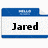 Pixelated blue and white icon with 'Jared' text in black, featuring a small crown symbol at the top.