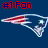 #1 Fan text in red appears above a repeating of New England Patriots logos on dark blue background