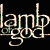 A 2x2 contact sheet of four animated frames from a Lamb of God icon, featuring stylized text and pixelated artwork across distinct color schemes.