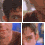 nine pixelated images showing a person with dark hair in various poses and angles against blue and white backgrounds
