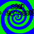Four identical spiral patterns in blue and green with pixelated text overlays reading "2009" and "franksicons" on each quadrant.