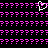 Pixelated pink question marks fill a black background, with one white heart-shaped cursor hovering over the top-left question mark.