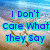 Beach scene with heart drawn in sand, overlaid with blue text reading "I Don't Care What They Say" and "I'm In Love With You" in two