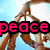 Four hands forming a structure with text overlays changing from 'peace' to '4' to 'life' against a blue sky background.