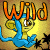 Animated contact sheet of four frames showing a blue cartoon mynci character swinging on the word "Wild" with yellow starburst background and black asterisks.