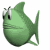 Green cartoon fish with large eyes and a rounded body, displayed in a of identical static poses against white background