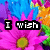Pixelated text on a vibrant floral background with pink flowers and blue-purple hues, displaying sequential phrases about love.