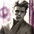 Static 50x50 pixel buddy icon showing a stylized grayscale portrait of a person with dark hair and formal attire against a light background with purple accents.