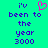 Pixelated text on a bright green background with one version featuring a pink heart symbol replacing the word 'love' in 'i've been to the year 3000'.