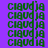 Green text 'CIUDIA' repeated in a on purple background with blue horizontal bars shifting position across frames