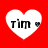 Four white heart-shaped icons on a red background, each containing the text 'tim' and a small heart symbol, with subtle pixel variations between them.
