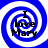 Four identical blue and white spiral patterns with black text reading "I love Mary" arranged in a