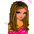 Pixel art contact sheet showing a dance-themed animated icon with multiple frames featuring a female character, pink text elements, and star motifs on white background.