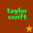 Four display "taylor swift" text with a star symbol changing color between orange and brown