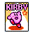 Pixel art buddy icon featuring Kirby with 'KIRBY' text above, transitioning to multiple Mike-themed icons with changing backgrounds and numbers.