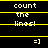 Black background with yellow horizontal lines and white text reading 'count the lines!' and '=]' in pixelated font.