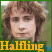 A pixelated image of a person with curly brown hair and a neutral expression, with yellow text reading 'Halfing Land' at the bottom.