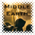 Pixelated icon with 'MIDDLE EARTH' text over a golden-brown landscape featuring dark green tree shapes and a light gray border.