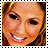 A 48x48 pixel animated contact sheet showing two frames of a buddy icon with a smiling woman's face, bordered by black-and-white filmstrip edges.