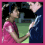 A four- shows a girl in pink and a person in dark blue interacting, with the girl holding an object while both characters shift positions