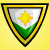A shield-shaped icon with yellow border, white and green sections, and yellow star, partially obscured by a red-furred anthropomorphic character in green and white attire.
